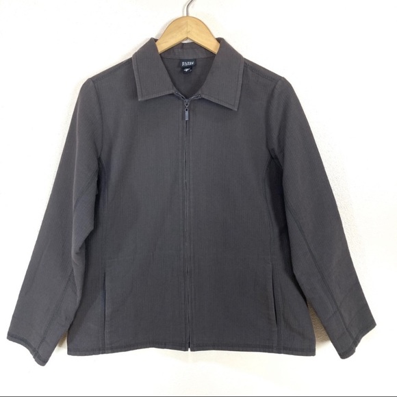 Eileen Fisher Gray Cotton Zip Up Jacket Coat Stretch‎ Women’s Sz Medium - Picture 1 of 5